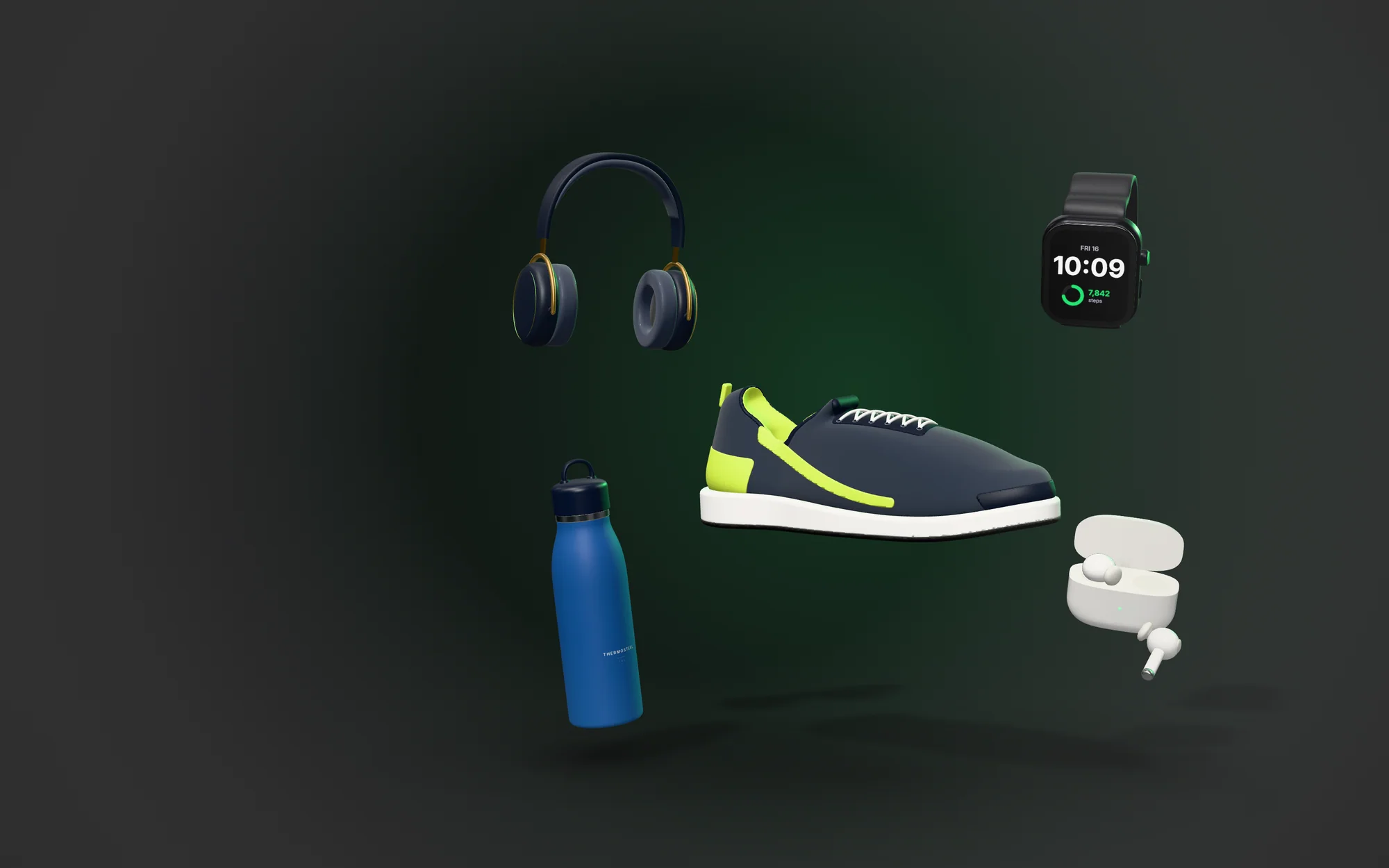 A selection of everyday products under warm studio light